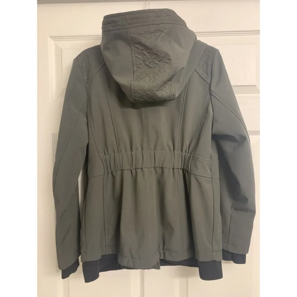 Guess Soft Shell Hooded Green Zip Jacket Size‎ L